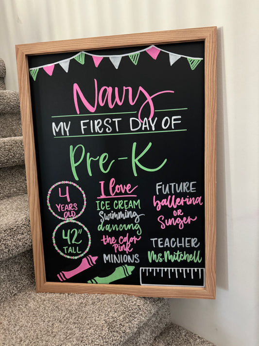 First Day of School Sign - Handlettered